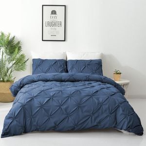 Dreamfields Double Ocean Diamond Embroidery Pintuck Quilt/Doona/Duvet Cover Set