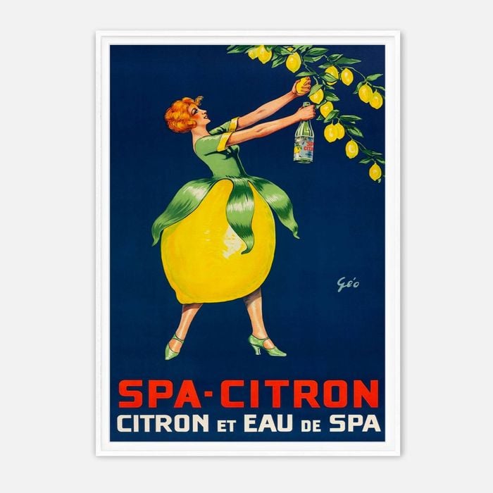 Galrie Vintage SpaCitron Lemon Drink Poster Art by Géo French Advertisement, White Frame, A2 42 x 60cm (16 x 24inch)