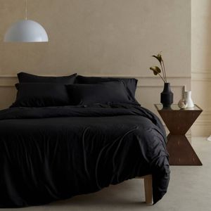 Bedding Co. Organic Bamboo Quilt Cover Set 350TC Luxurious Black Super King