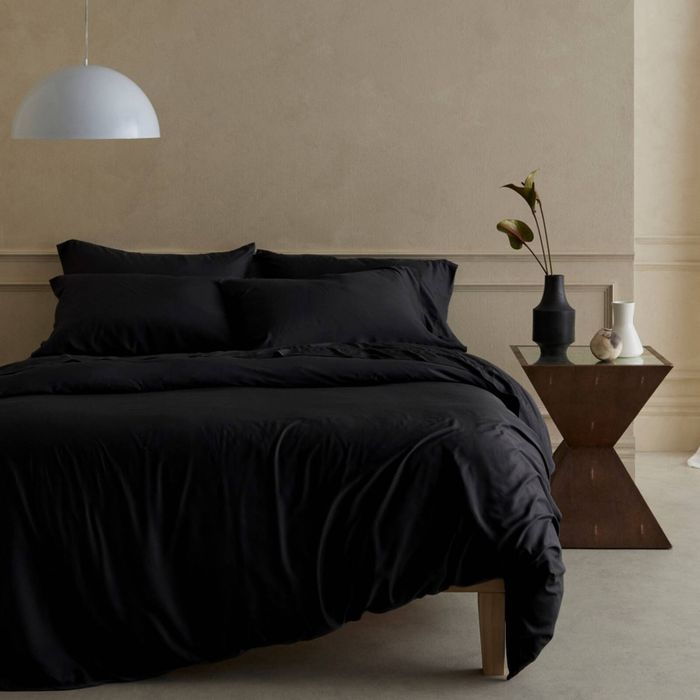 Bedding Co. Organic Bamboo Quilt Cover Set 350TC Luxurious Black Super King