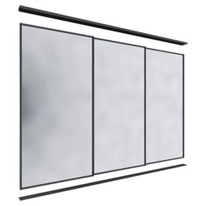 Lugna 2400 x 2701-3600mm Black Mirror Wardrobe Triple Sliding Doors
