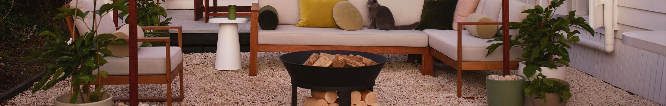 outddor area with fireplace set up in shot