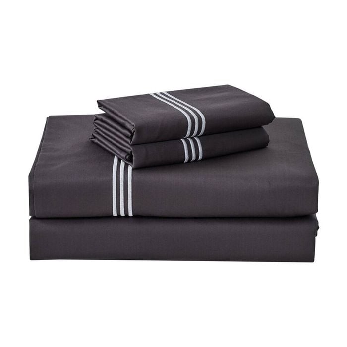 Grosvenor House 500TC Hotel Embroidered Sheet Set Super King Charcoal With White