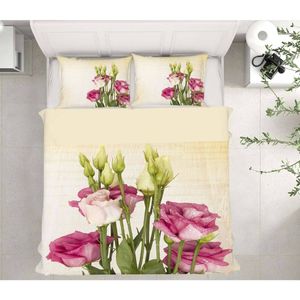 3D Pink Rose Buds 34 Bed Pillowcases Quilt Queen Size