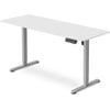 FORTIA Electric Adjustable Sit-Stand Desk 160×60cm, 72–118cm, White Desktop / Silver Frame