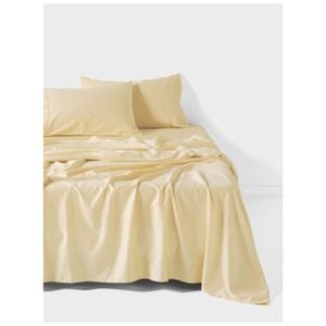 Linen House 400tc Surf Wash Butter Yellow Cotton Sateen Sheet Set King