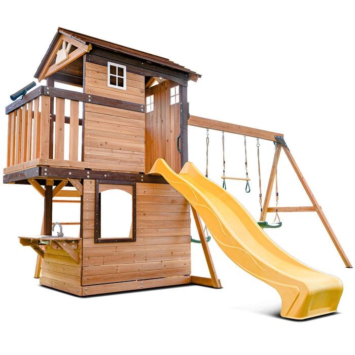 Lifespan Kids Darlington Swing Set Cubby Play Centre With 2.2m Yellow Slide