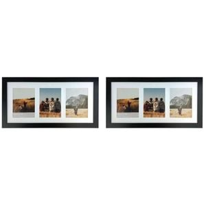 2PK Frankie & Me Wooden Collage 6x8'' Triple Picture Frame Home Decor Black