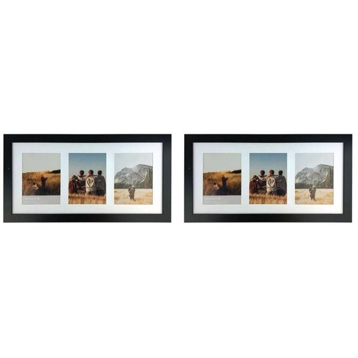 2PK Frankie & Me Wooden Collage 6x8'' Triple Picture Frame Home Decor Black