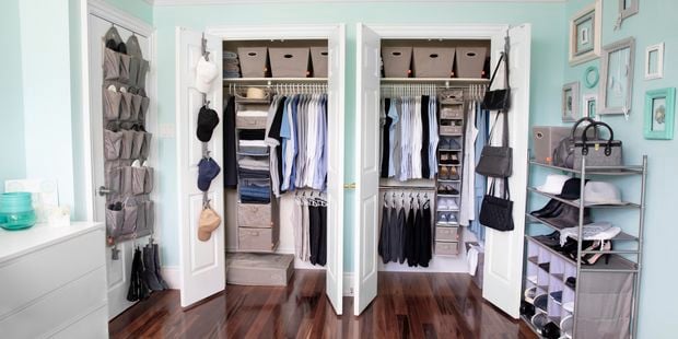Wardrobe with clothing