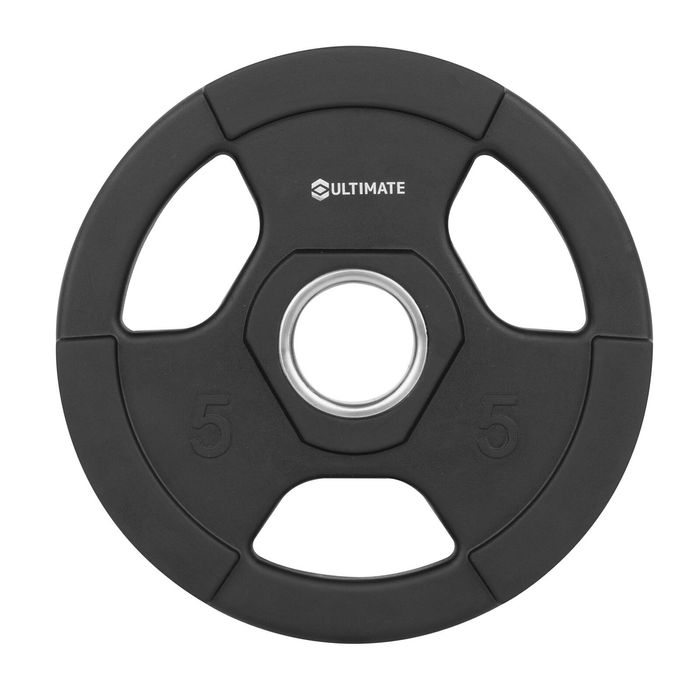 Ultimate 235 x 235 x 47mm 5kg Black 3 Grip Rubber Weight Plate