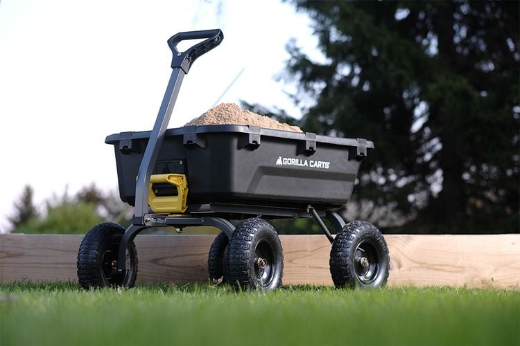 A kid-size Gorilla cart used to haul sand