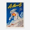 Galrie Vintage St Moritz Switzerland Ski Bunny Poster for Home Decor, Poster Only, 50 x 70cm (20 x 28inch)