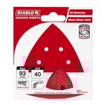 Diablo 93 x 93mm 40 Grit Abrasive All Surface Detail Sander Sheets - 10 Pack