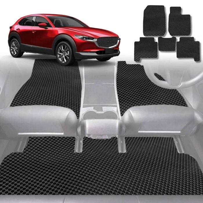 6D Diamond Car Floor Mats for Mazda CX-30 2019-Current-Full Set-Black-Outback GT