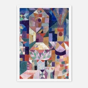 Galrie Paul Klee Castle and Sun Geometric Art Print for Modern Decor, White Frame, A3 30 x 42cm (12 x 16inch)