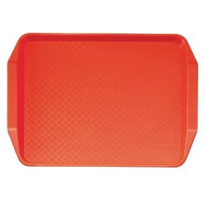 Cambro Fast Food Rectangular Handled Tray Red Polypropylene 300x430mm Commercial Kitchen Service Tray