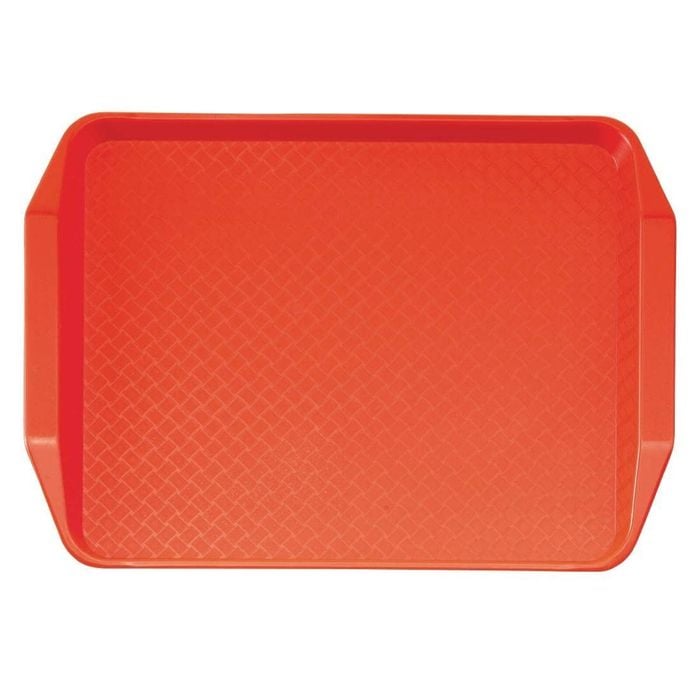 Cambro Fast Food Rectangular Handled Tray Red Polypropylene 300x430mm Commercial Kitchen Service Tray