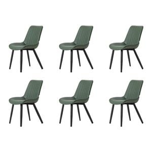 Familand Dining Chairs Set of 6 Padded Seat Kitchen Living Room Chair Leather in Green