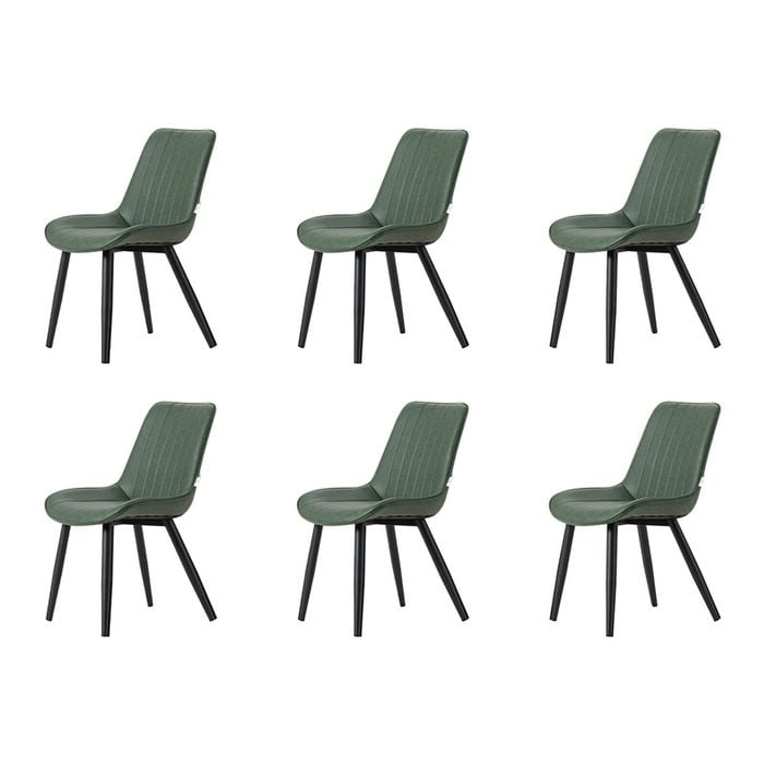 Familand Dining Chairs Set of 6 Padded Seat Kitchen Living Room Chair Leather in Green