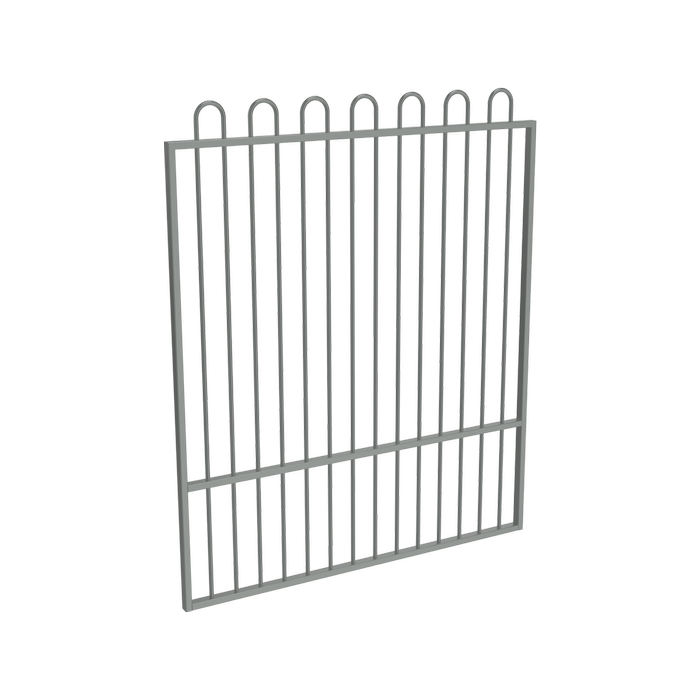 ProtectorAl 1201 - 1500 x 1800mm Palladium Silver Aluminium Loop Top Garden Gate With Mid Rail