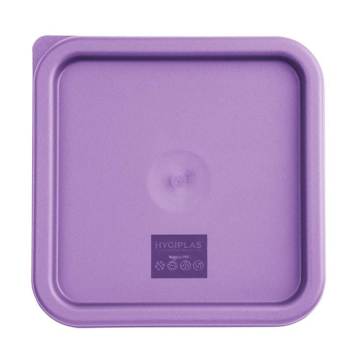 Hygiplas Food Container Lid Durable Square Purple Medium Kitchen Catering Meal Prep Storage Box Seal Cover