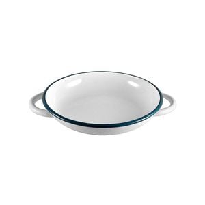Urban Style Enamelware 22cm Ragout Plate w/ Blue Rim - White