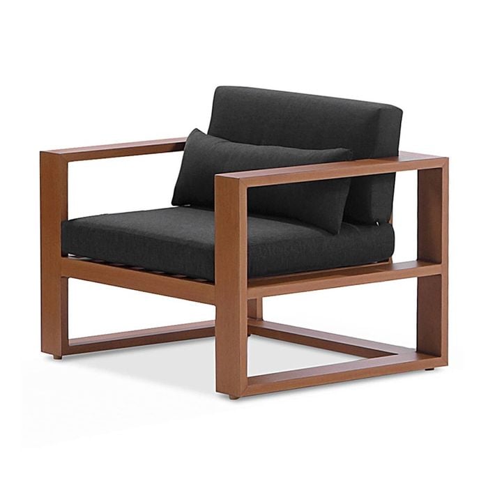 Santorini 1 Seater Outdoor Aluminium Arm Chair In Teak