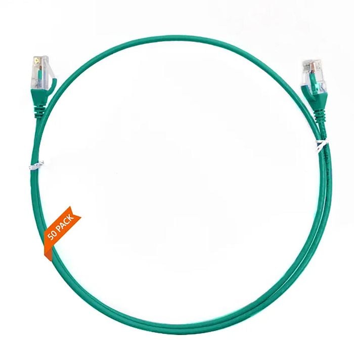 4Cabling 2m Green CAT6 Ultra Thin LSZH Ethernet Network Cable - 50 Pack