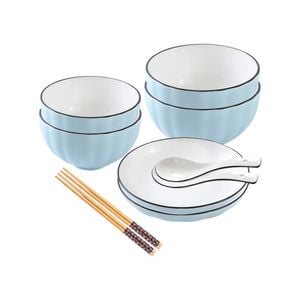 SOGA Blue Japanese Style Ceramic Dinnerware Set of 6