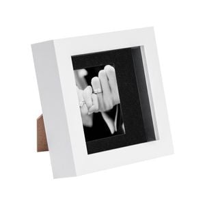 Nicola Spring 4 x 4 3D Shadow Box Photo Frame - Craft Display Picture Frame with 2 x 2 Mount - Glass Aperture - White