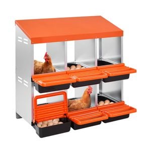 VEVOR 2 Tiers Chicken Nesting Boxes Red 6 Compartments with Protective Collection Lids