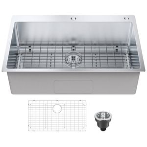 VEVOR Kitchen Sink Silver 304 Stainless Steel with 3 Pack for Workstation