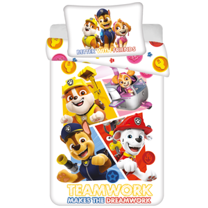Paw Patrol Teamwork Cotton Quilt Cover Set - Toddler Bed Size