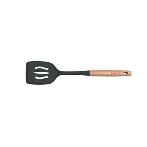 Cuisena Beech Wood 37cm Silicone Slotted Turner Cooking Utensil - Black