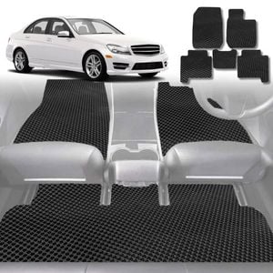 6D Diamond Car Floor Mats for Mercedes-Benz C-class Sedan (W204)2007-2014-Full Set-Black-Outback GT