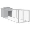 vidaXL Dog House Dog Crate Kennel with Roof and Run Light Grey Galvanised Steel