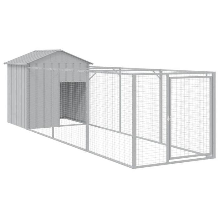 vidaXL Dog House Dog Crate Kennel with Roof and Run Light Grey