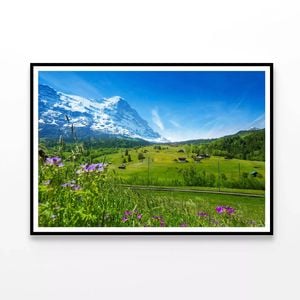 Flowers with Sky & Mountains  Print 100% Australian Made 120x90cm  (Poster)