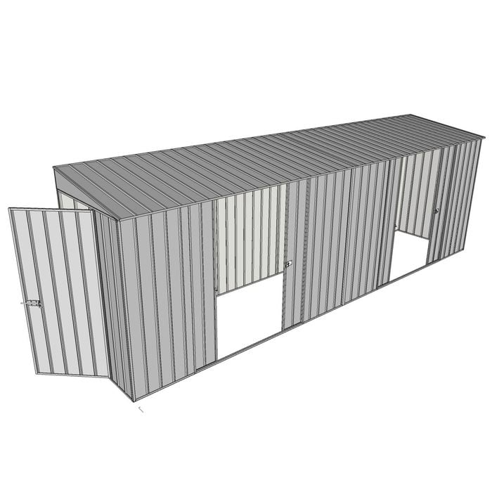 Build-A-Shed 1.2 x 6.0 x 2.0m Tunnel Shed Tunnel Hinged Door with 2 Double Sliding Side Doors - Zinc