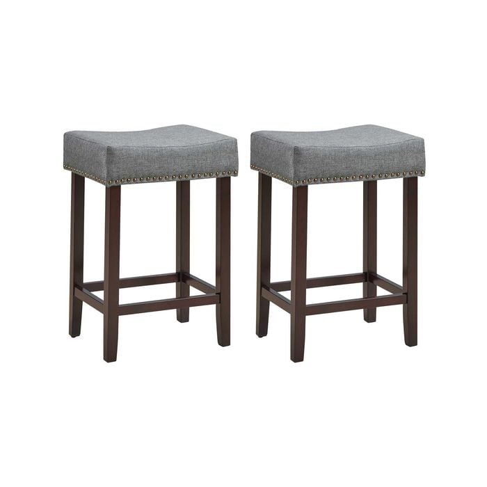 Costway 2x Saddle Bar Stools 61cm Grey