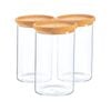 Argon Tableware Glass Storage Jars with Cork Lids - Contemporary - 1 Litre - Pack of 3