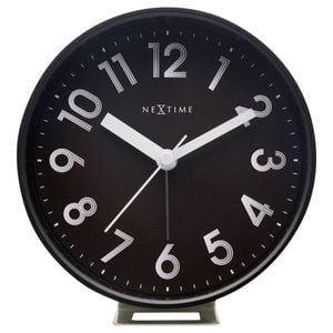 Nextime Reflect 12.5x13cm Plastic Alarm Clock Analogue W/ Night Light Black