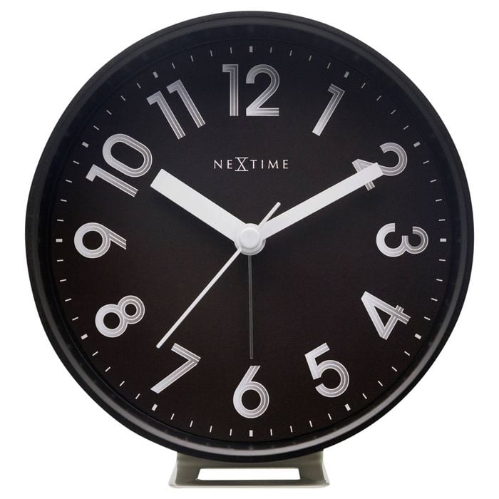 Nextime Reflect 12.5x13cm Plastic Alarm Clock Analogue W/ Night Light Black