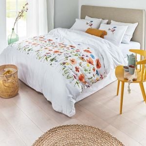Bedding House Super King White Poppy Parade Multi Cotton Quilt Cover Set