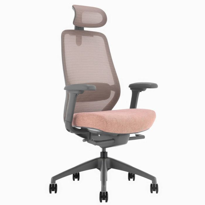 Desky Coilflex Ergonomic Office Chair - Peach And Grey With Headrest