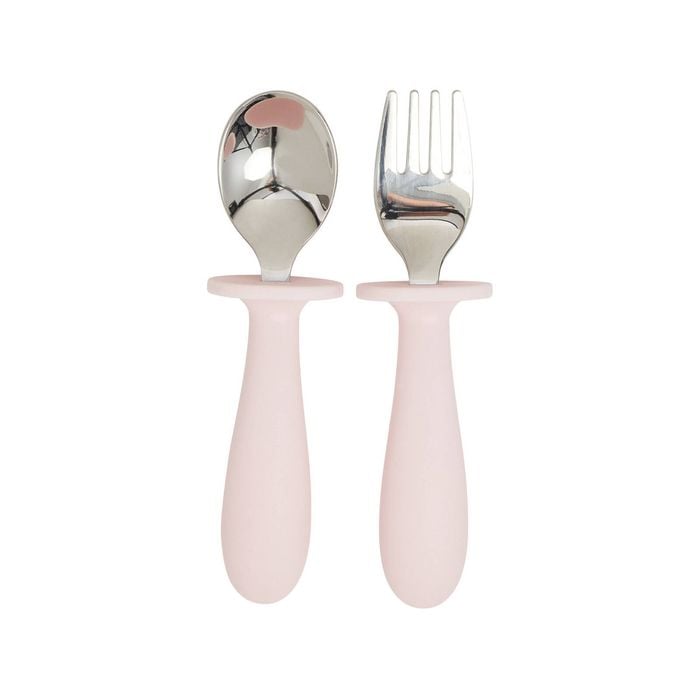 2pc Splosh Baby Giraffe Stainless Steel Silicone Cutlery Set Pink 0+