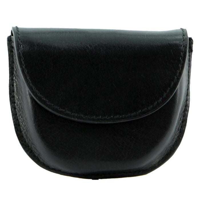 Genuine Leather Coin Purse Holder Wallet with Belt Loop Black