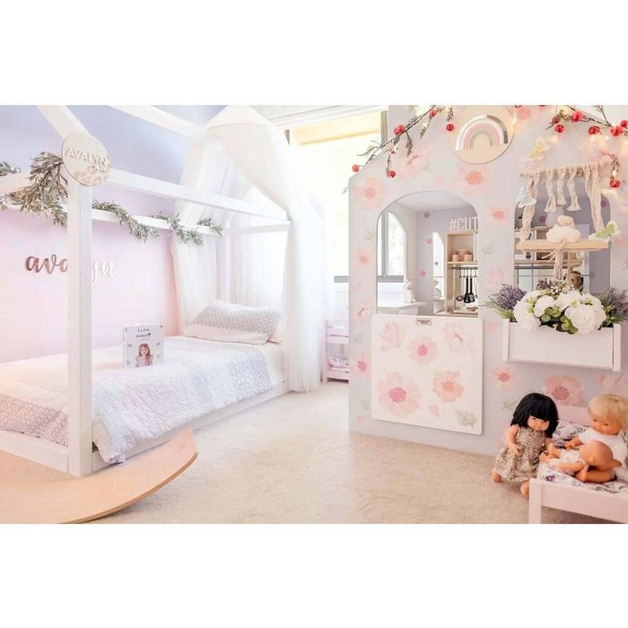 Hide & Seek Kids Cubby House Timber Kids Bed - White, King Single