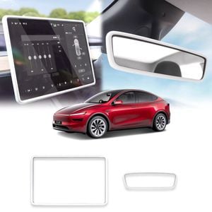 Screen Protector Rearview Mirror Frame for Tesla Model Y Juniper 2025-Onwards Silicone White